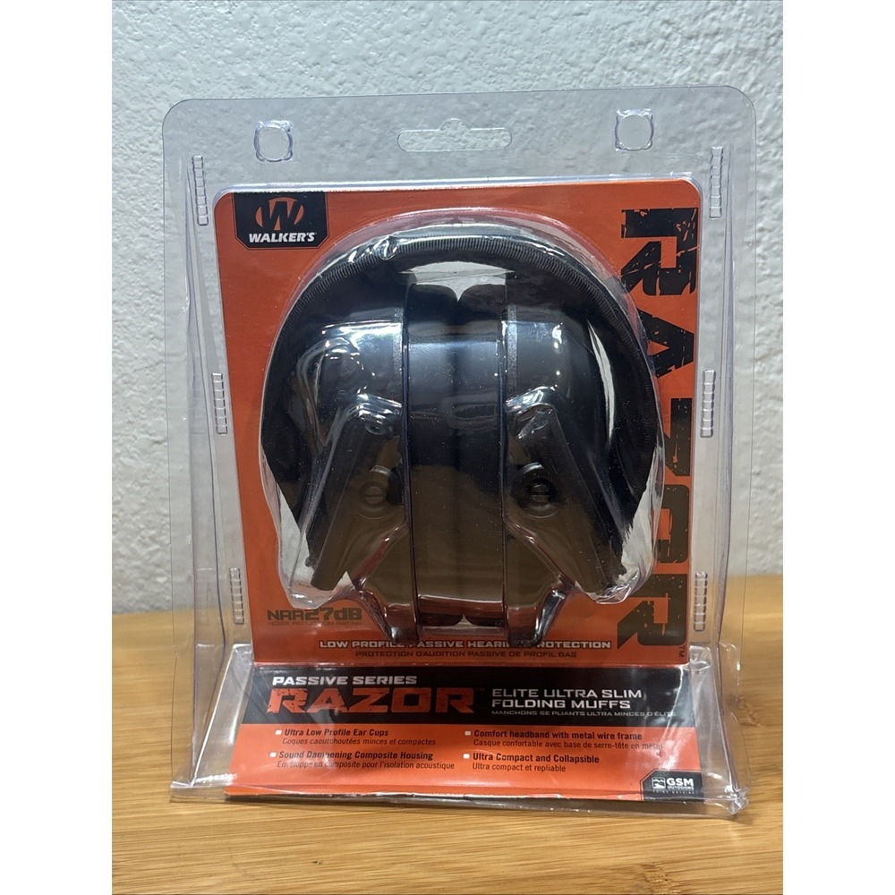 Walker's Razor Slim Passive Ear Muffs Compact Comfort Low Profile Sound Dampen